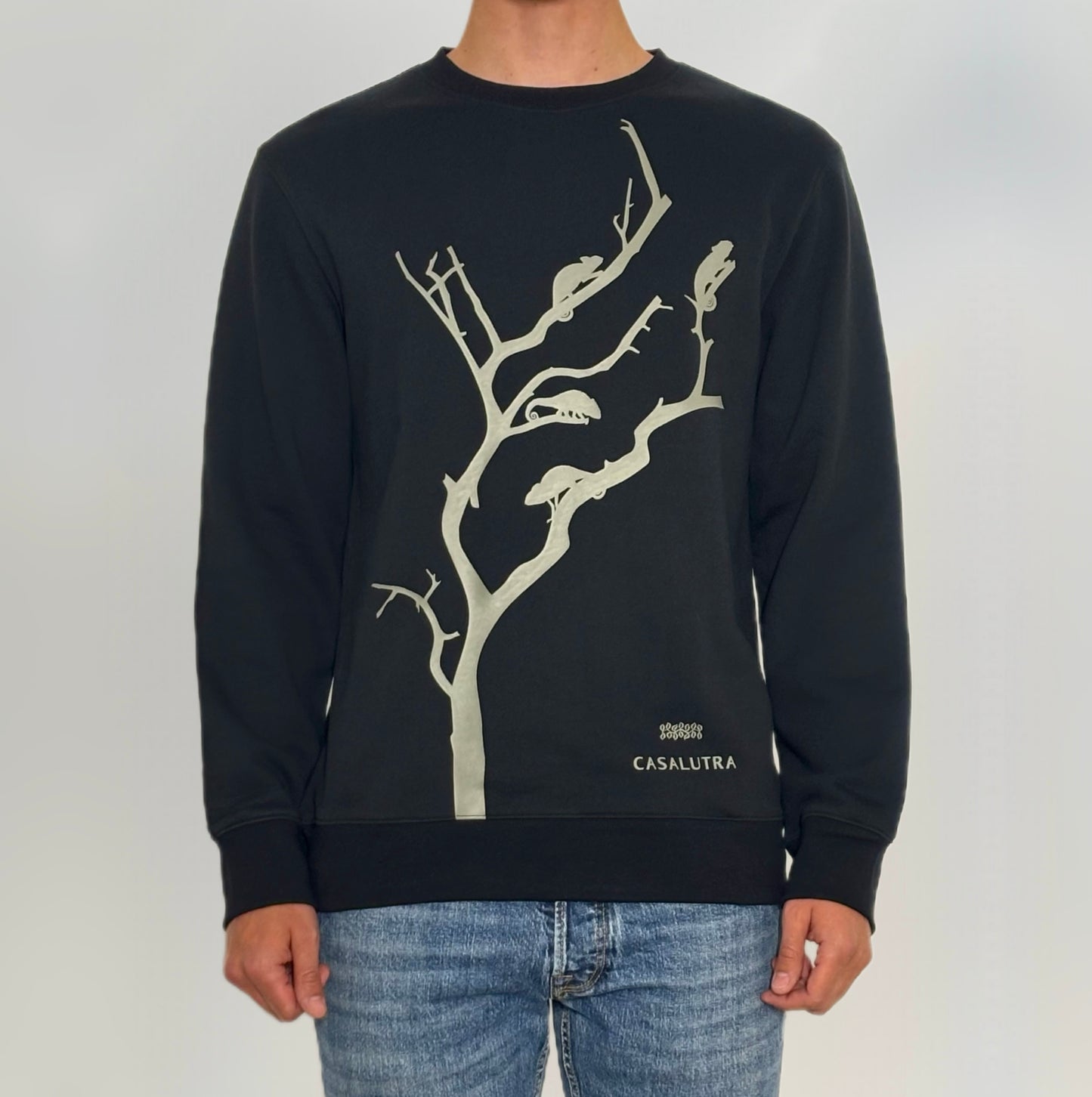 Sweatshirt en coton éponge avec motifs d'animaux