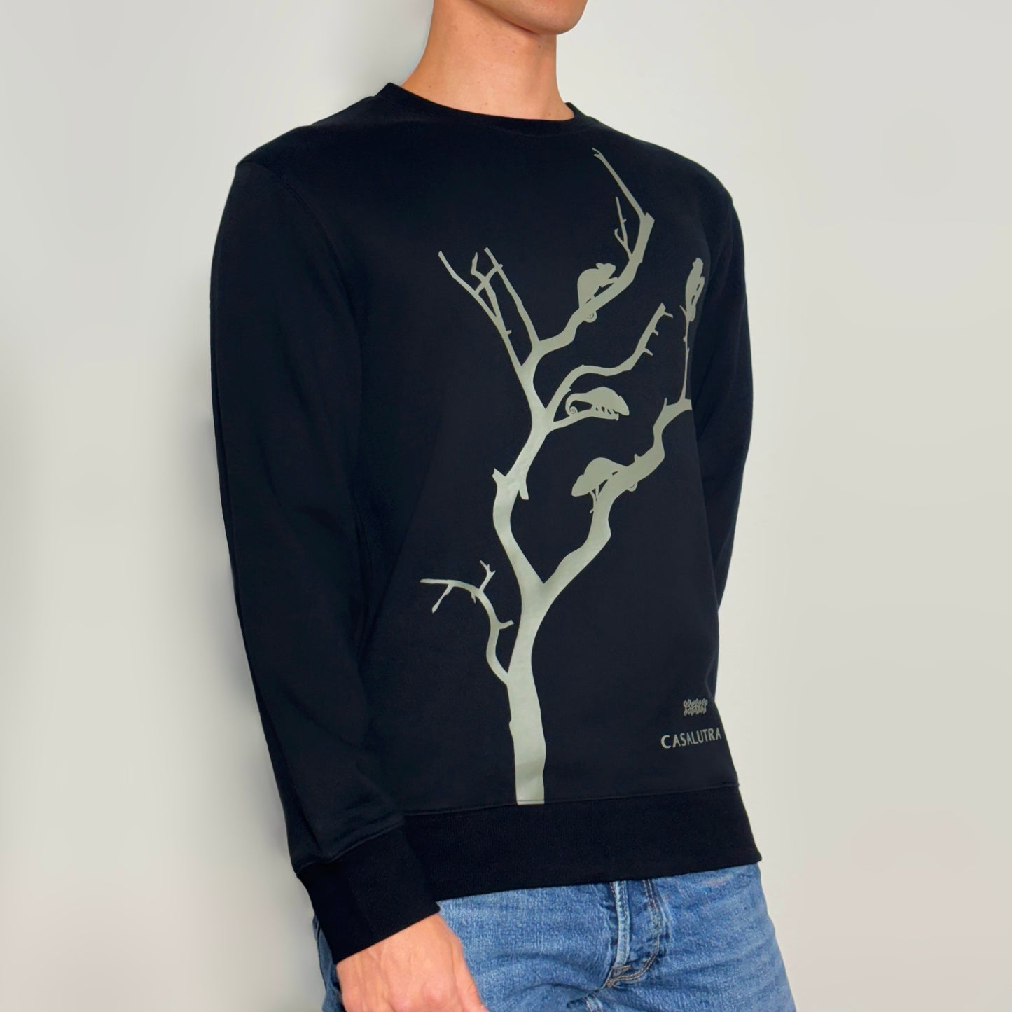 Sweatshirt en coton éponge avec motifs d'animaux